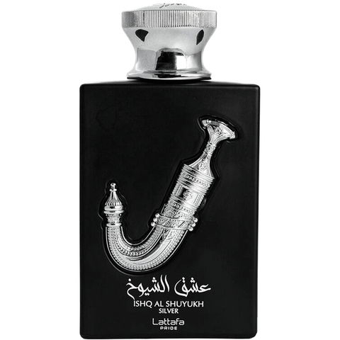 Ishq Al Shuyukh Silver by Lattafa / لطافة perfume bottle