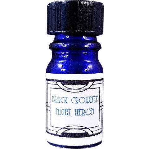 Black Crowned Night Heron by Nui Cobalt Designs perfume bottle