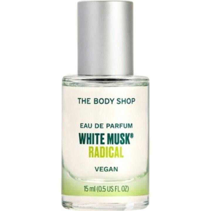 White Musk Radical by The Body Shop perfume bottle