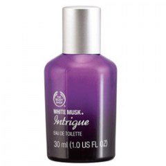 White Musk Intrigue by The Body Shop perfume bottle