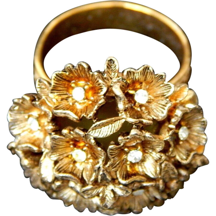 Gay Romance Golden Flowers Perfume Ring (Solid Perfume)