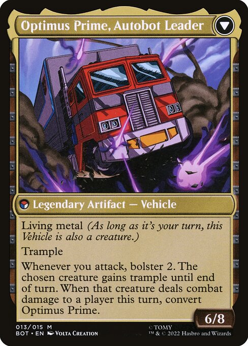 Optimus Prime, Hero // Optimus Prime, Autobot Leader 13, back face