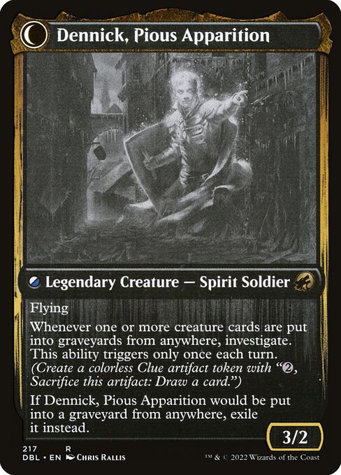 Dennick, Pious Apprentice // Dennick, Pious Apparition 217, back face