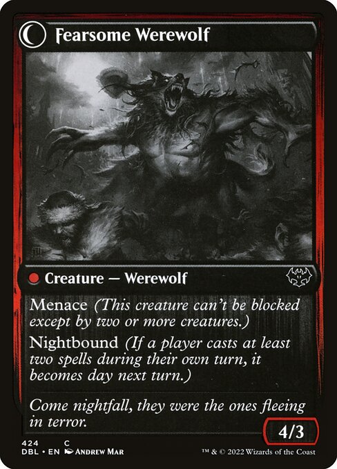 Fearful Villager // Fearsome Werewolf 424, back face