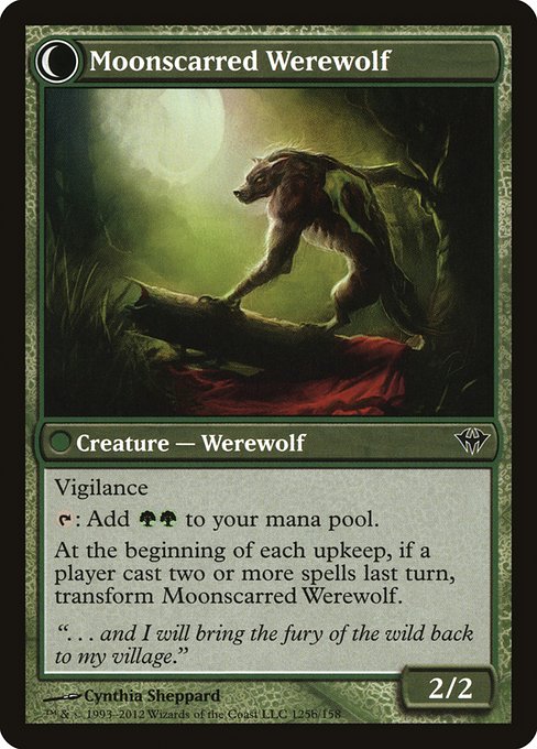 Scorned Villager // Moonscarred Werewolf 125, back face