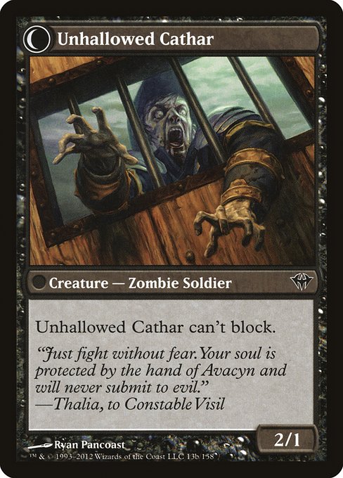 Loyal Cathar // Unhallowed Cathar 13, back face