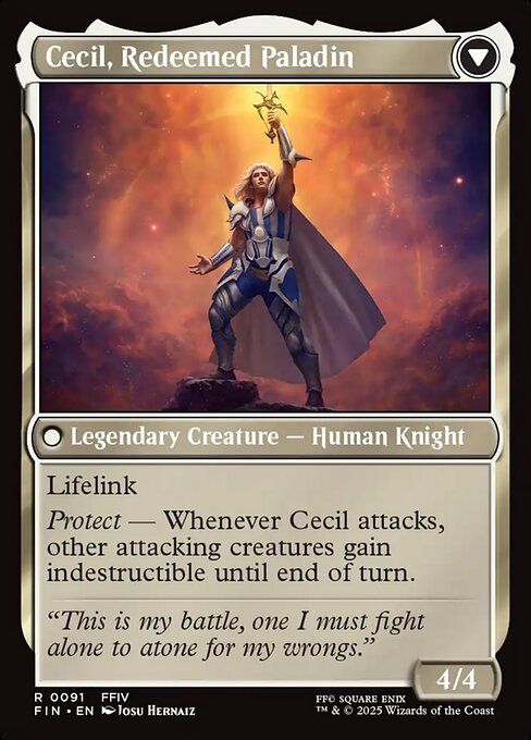 Cecil, Dark Knight // Cecil, Redeemed Paladin 91, back face