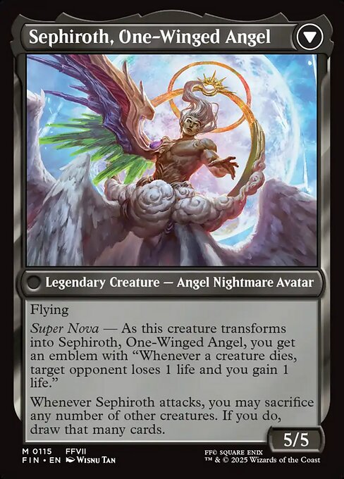 Sephiroth, Fabled SOLDIER // Sephiroth, One-Winged Angel 115, back face