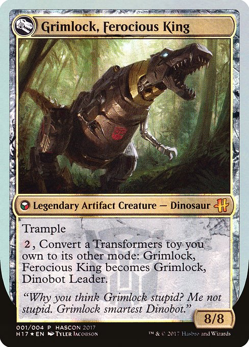 Grimlock, Dinobot Leader // Grimlock, Ferocious King 1, back face