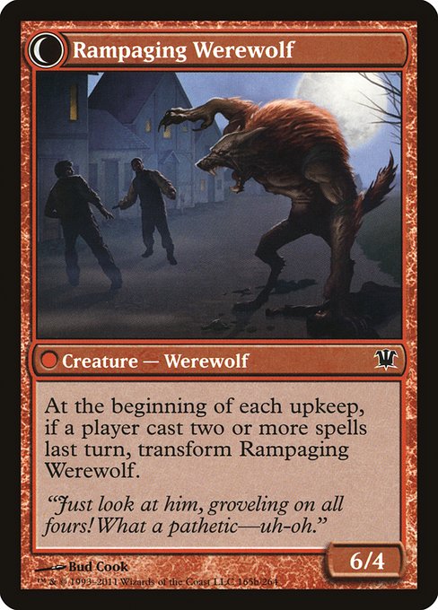 Tormented Pariah // Rampaging Werewolf 165, back face