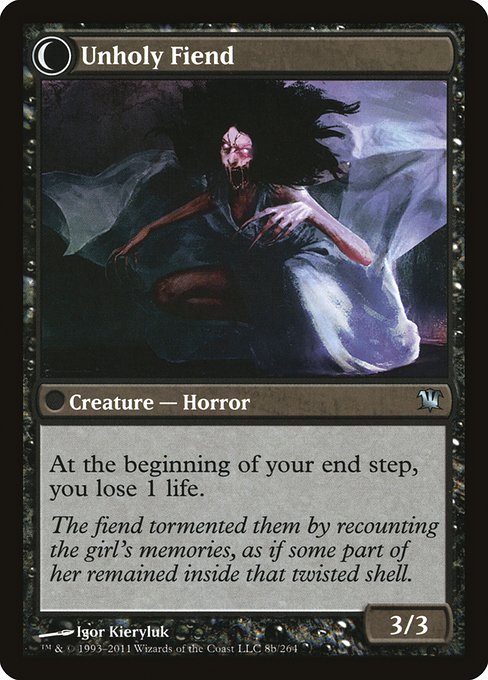 Cloistered Youth // Unholy Fiend 8, back face