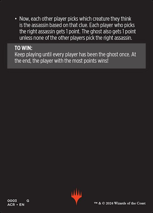 Find the Assassin // Find the Assassin (cont'd) 3, back face