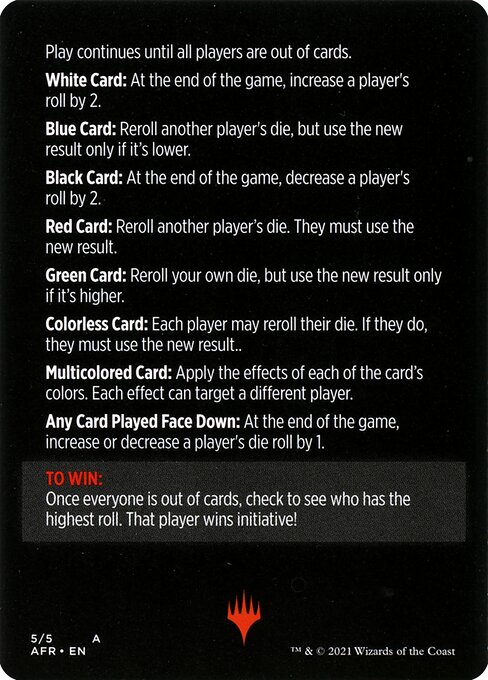 Roll for Initiative // Roll for Initiative (cont'd) 5, back face