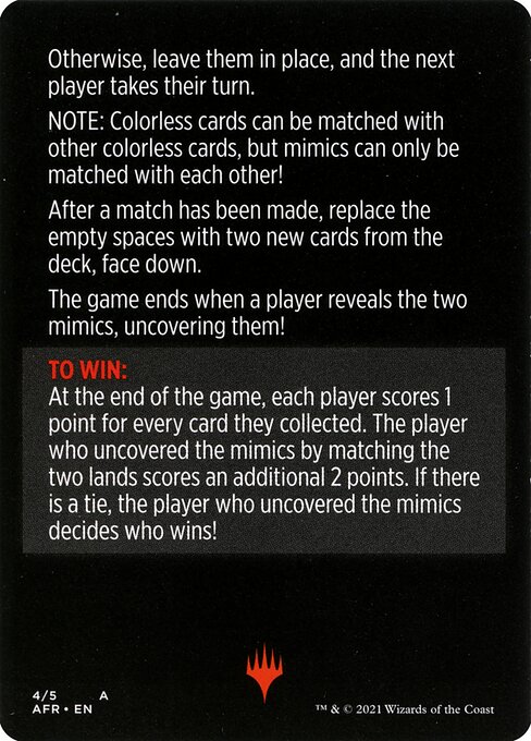 Mimic Match // Mimic Match (cont'd) 4, back face