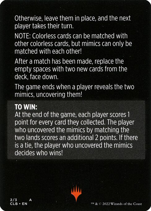 Mimic Match // Mimic Match (cont'd) 2, back face