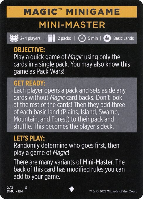 Mini-Master // Mini-Master (cont'd) 2