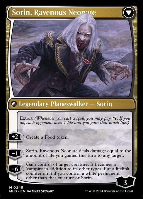 Sorin of House Markov // Sorin, Ravenous Neonate 245, back face