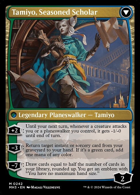 Tamiyo, Inquisitive Student // Tamiyo, Seasoned Scholar 242, back face