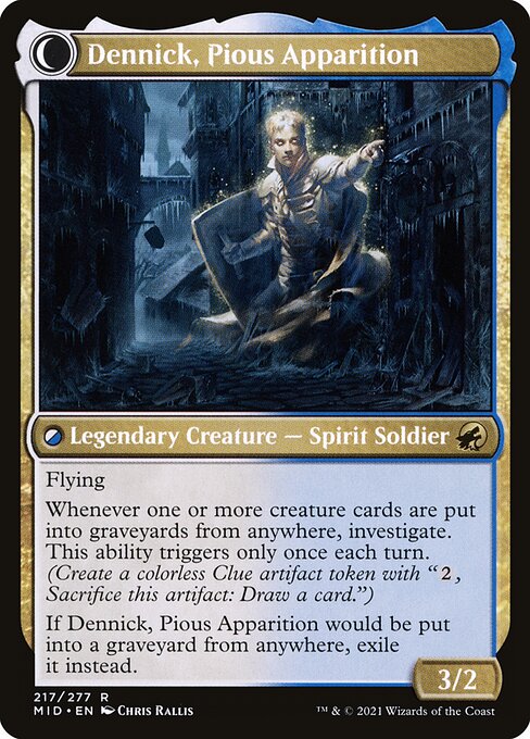 Dennick, Pious Apprentice // Dennick, Pious Apparition 217, back face