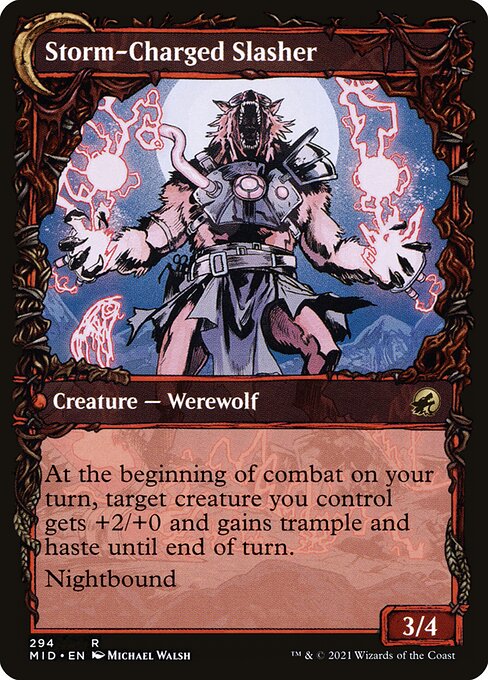 Reckless Stormseeker // Storm-Charged Slasher 294, back face