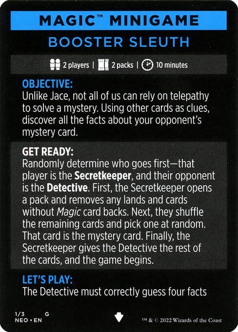 Booster Sleuth // Booster Sleuth (cont'd) 1