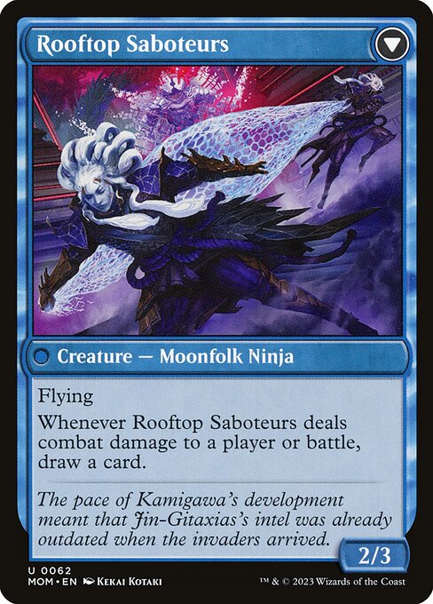 Invasion of Kamigawa // Rooftop Saboteurs 62, back face
