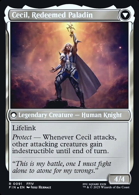 Cecil, Dark Knight // Cecil, Redeemed Paladin 91s, back face