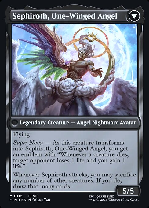 Sephiroth, Fabled SOLDIER // Sephiroth, One-Winged Angel 115s, back face