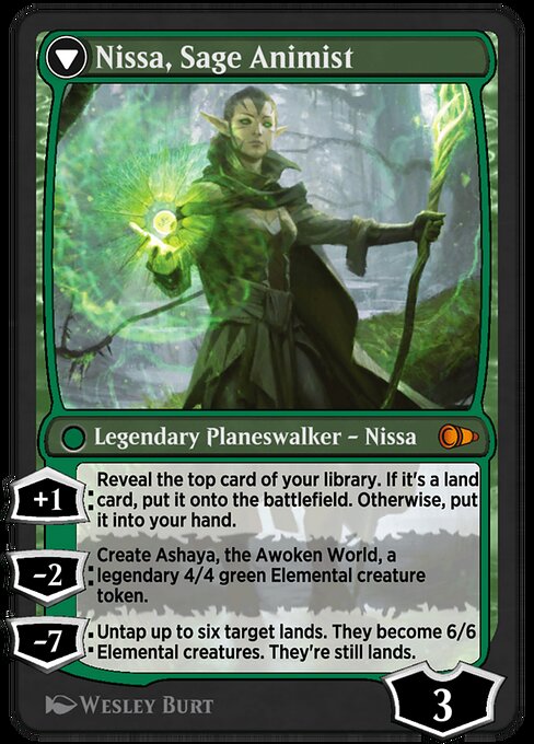Nissa, Vastwood Seer // Nissa, Sage Animist 187, back face