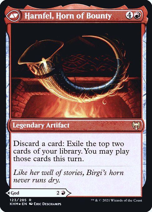 Birgi, God of Storytelling // Harnfel, Horn of Bounty 123s, back face
