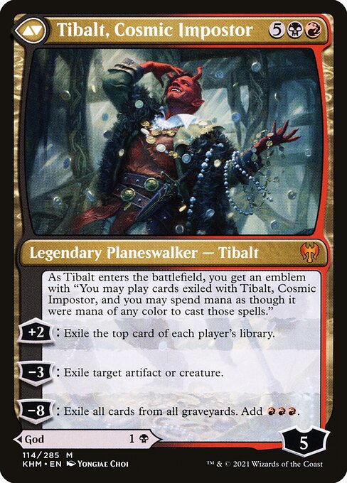 Valki, God of Lies // Tibalt, Cosmic Impostor KHM-114, back face