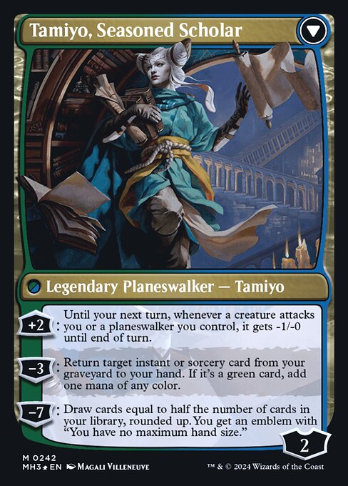 Tamiyo, Inquisitive Student // Tamiyo, Seasoned Scholar 242s, back face