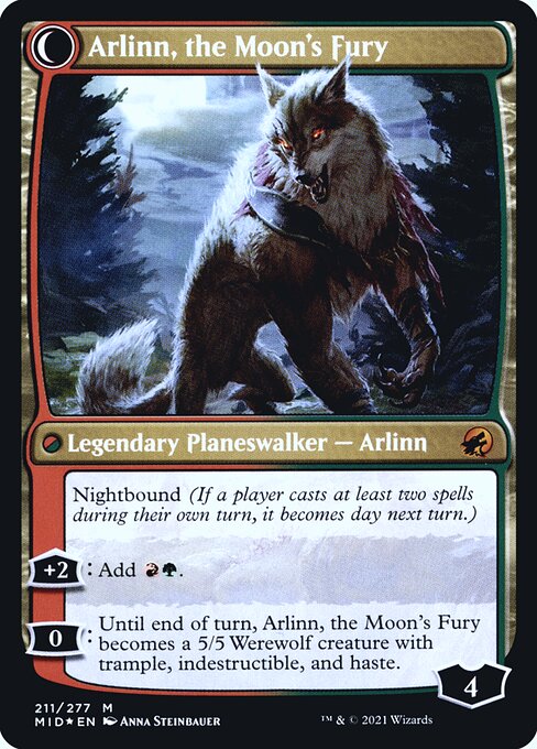 Arlinn, the Pack's Hope // Arlinn, the Moon's Fury 211s, back face