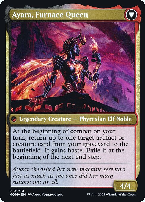 Ayara, Widow of the Realm // Ayara, Furnace Queen 90s, back face