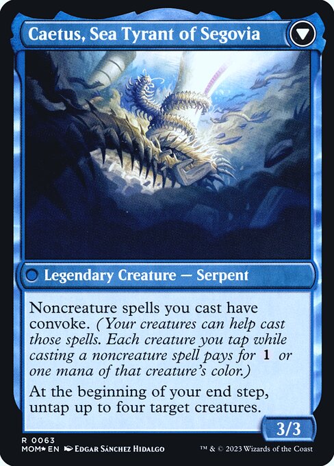 Invasion of Segovia // Caetus, Sea Tyrant of Segovia 63s, back face
