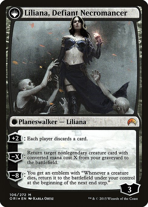 Liliana, Heretical Healer // Liliana, Defiant Necromancer 106s, back face