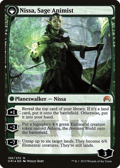 Nissa, Vastwood Seer // Nissa, Sage Animist 189s, back face