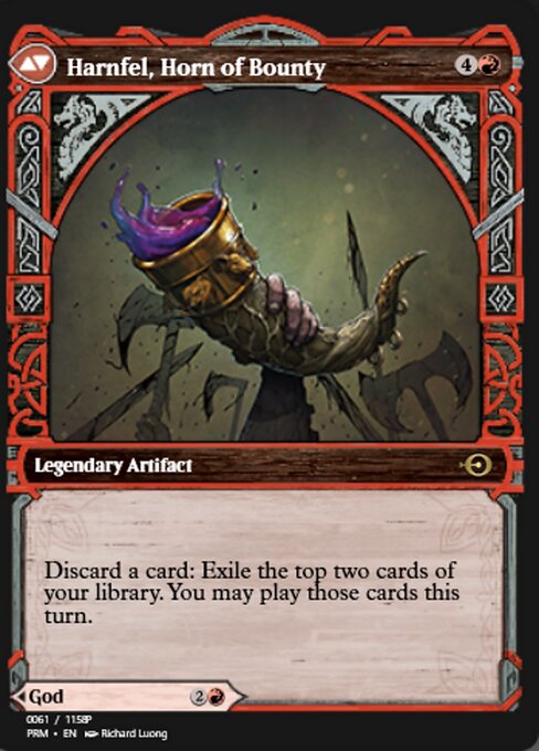 Birgi, God of Storytelling // Harnfel, Horn of Bounty 88320, back face