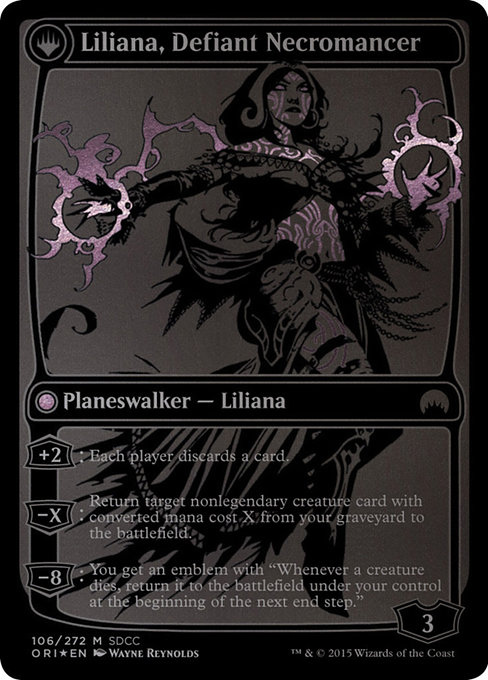 Liliana, Heretical Healer // Liliana, Defiant Necromancer 106, back face