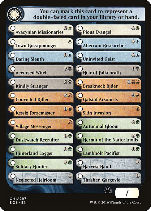 Shadows Over Innistrad Checklist 1 CH1
