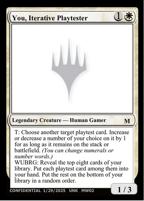 You, Iterative Playtester MW02a