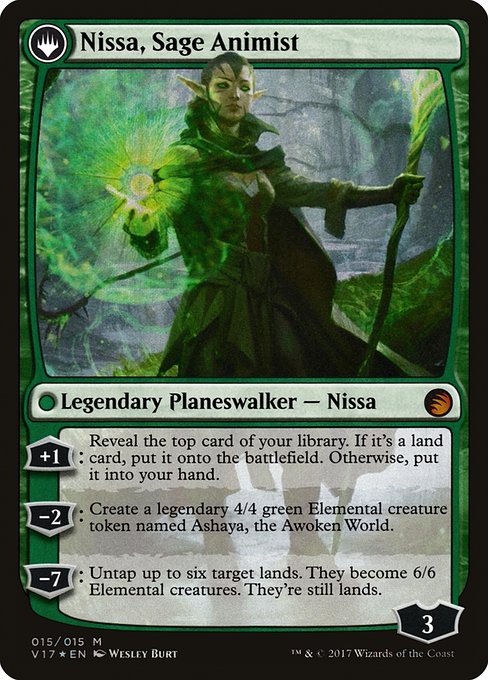 Nissa, Vastwood Seer // Nissa, Sage Animist 15, back face