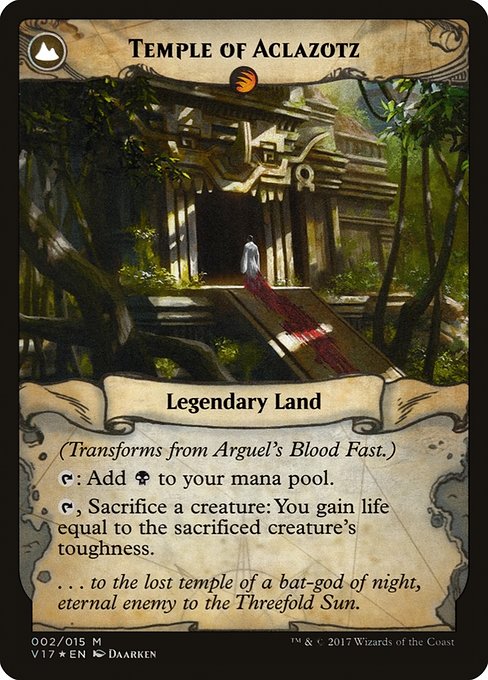 Arguel's Blood Fast // Temple of Aclazotz 2, back face