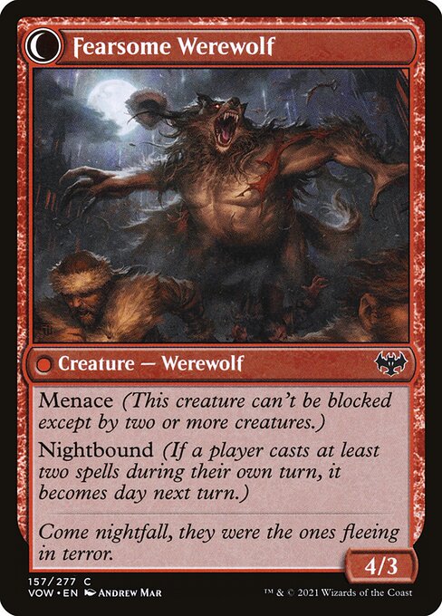 Fearful Villager // Fearsome Werewolf 157, back face