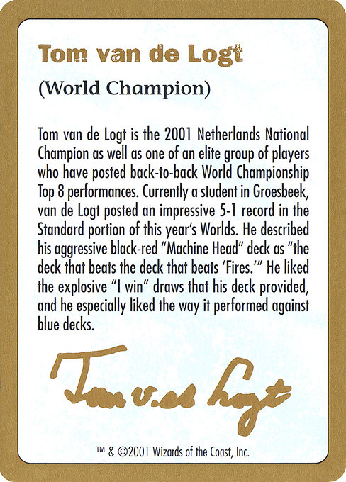 Tom van de Logt Bio (2001) tvdl0a