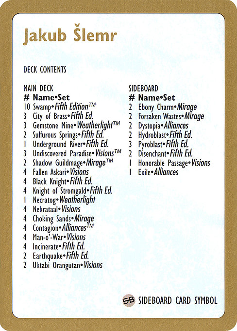 Jakub Šlemr Decklist js0b
