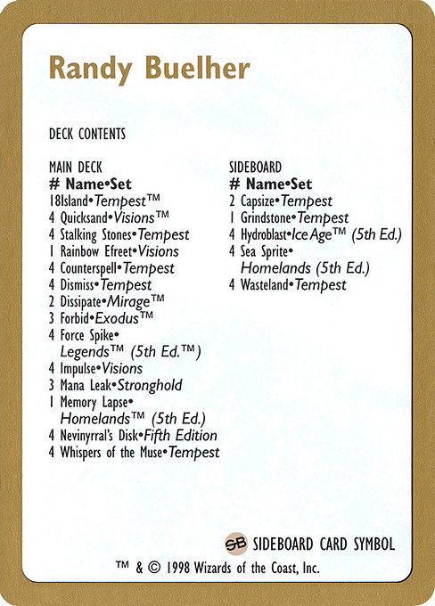 Randy Buehler Decklist rb0b